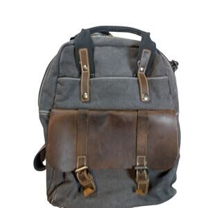 Bristlegrass Leather And Canvas Backpack Satchel Olive Green Travel Bag Gorpcore